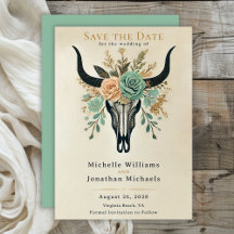 Boho Western Floral Bull Cow Skull Wedding