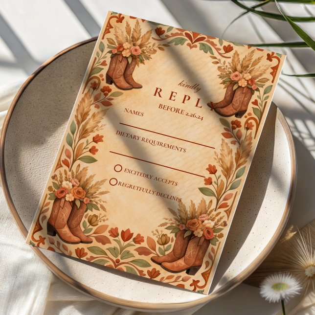 Boho Western Garden Wedding RSVP Card (Creator Uploaded)