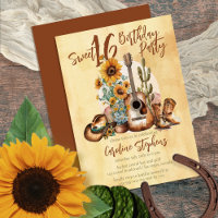 Boho Western Guitar Sunflowers Sweet 16 Party