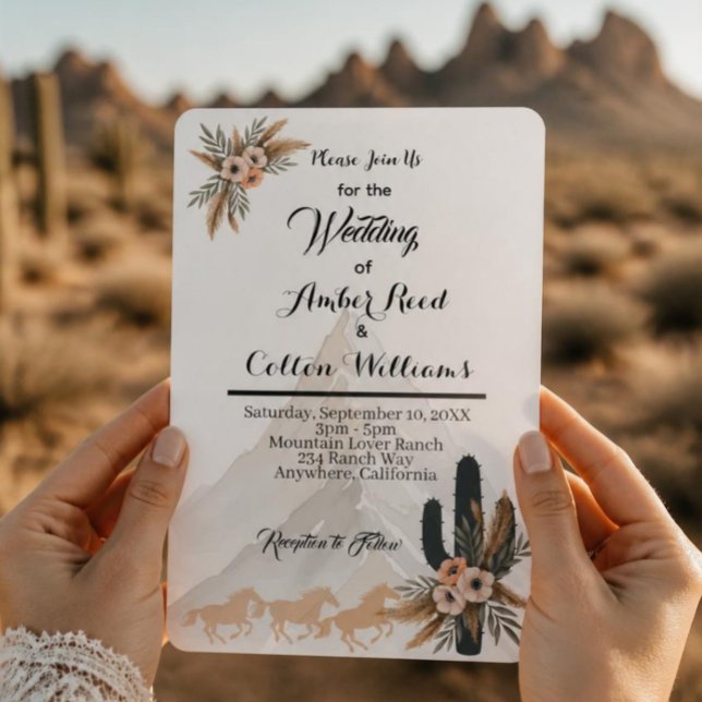 Boho Western Mountain Wedding Invitation (Creator Uploaded)