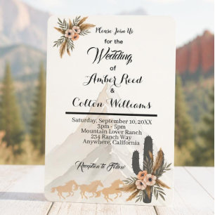 Boho Western Mountain Wedding Invitation