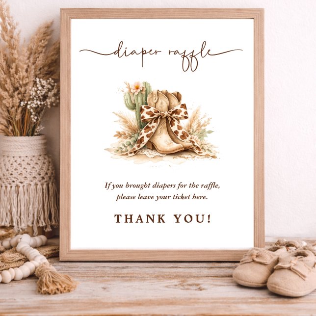  Boho Western Neutral Baby Shower Diaper Raffle Poster (Creator Uploaded)
