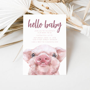 Boho Western Piggy Theme Baby Shower Invitation
