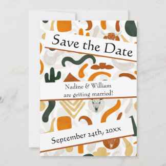 Boho western QR code desert cowboy cactus bull Save The Date