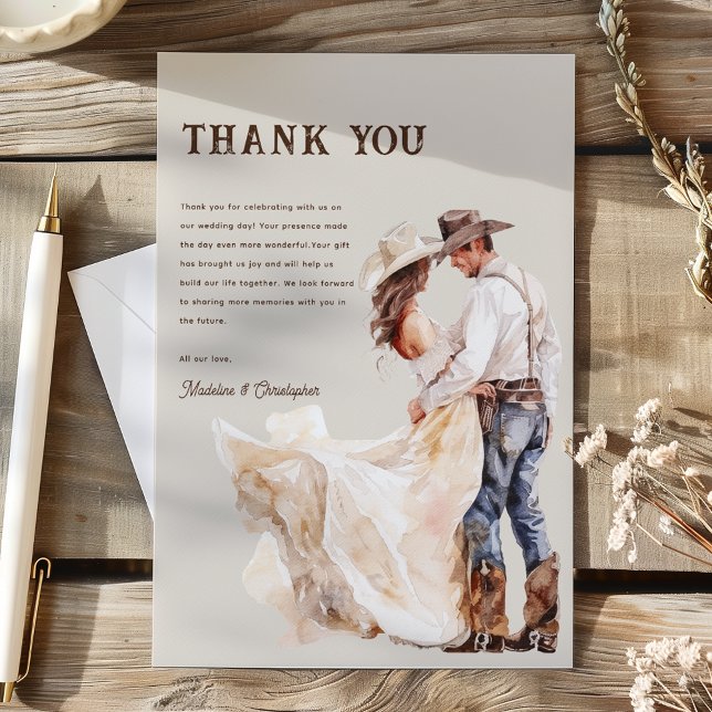Boho Western Ranch Wedding Thank You Card (Creator Uploaded)