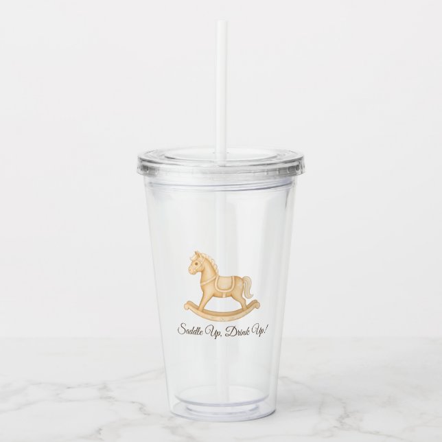 Boho Western Rocking Horse Acrylic Tumbler Favour (Front)