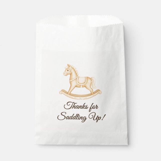 Boho Western Rocking Horse Baby Shower Favour Bags (Front)