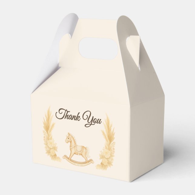 Boho Western Rocking Horse Baby Shower Favour Box (Front Side)