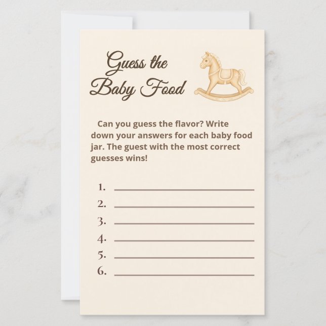 Boho Western Rocking Horse Guess The Food Game (Front)