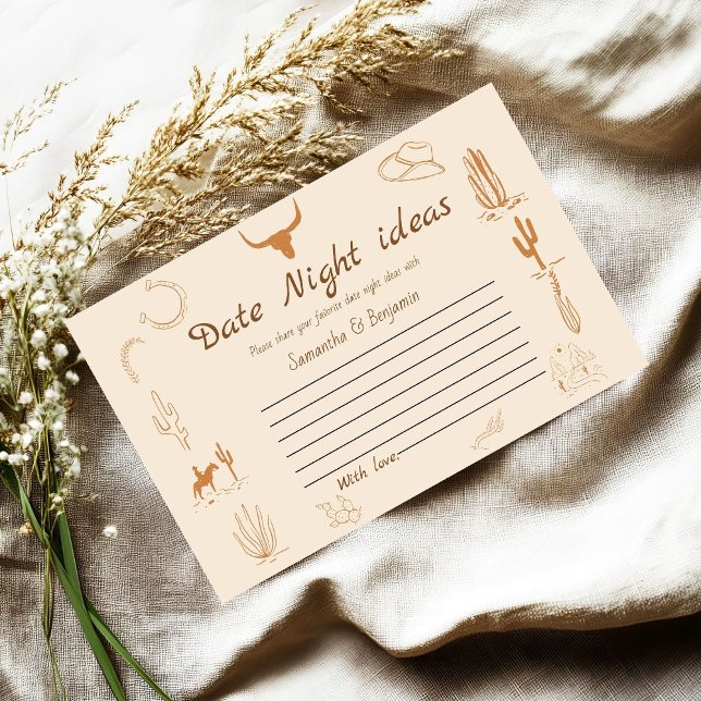 Boho Western Saddle  Date Night Idea Bridal Shower Enclosure Card (Creator Uploaded)