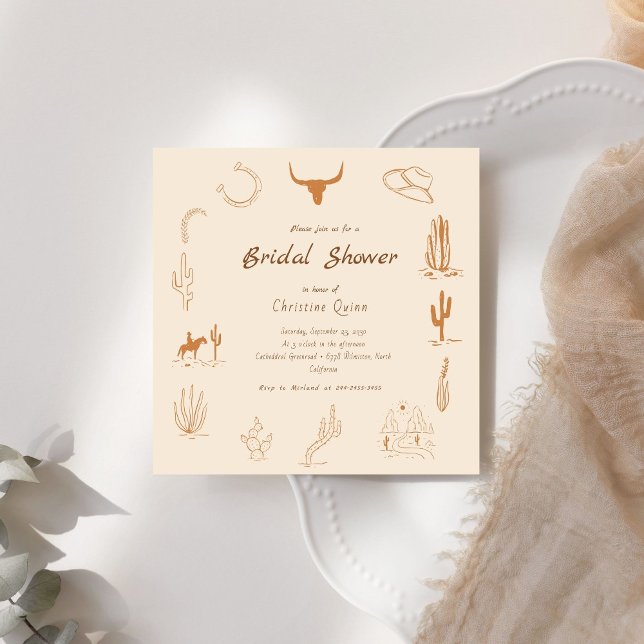 Boho Western Saddle up Cowboy Bridal shower Invita Invitation (Creator Uploaded)