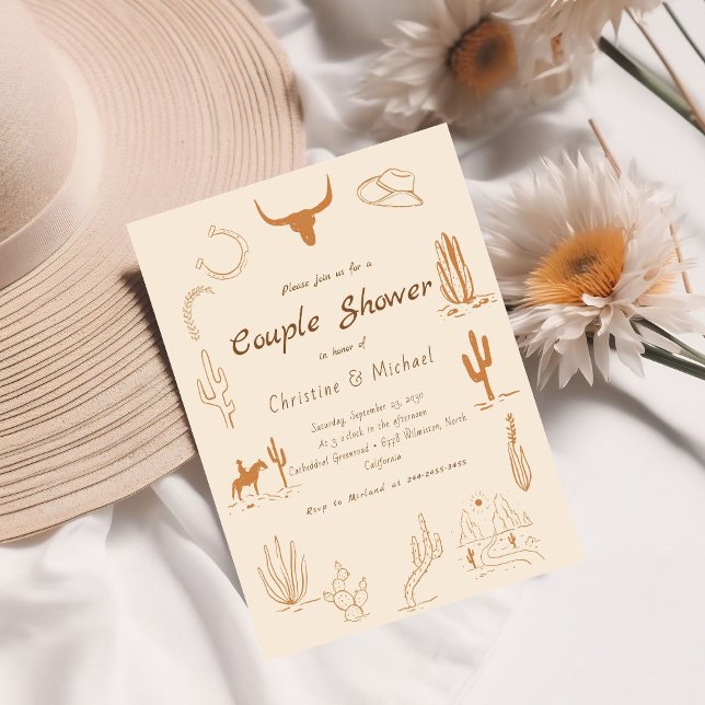 Boho Western Saddle up Cowboy Bridal shower Invita Invitation (Creator Uploaded)