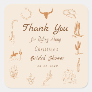Boho Western Saddle up Cowboy Bridal shower Square Sticker