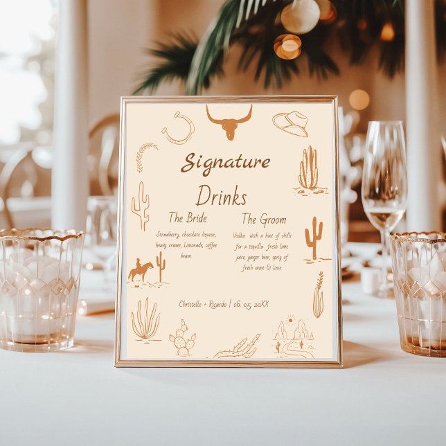 Boho Western wedding bar menu,drink wedding  Poste Poster (Creator Uploaded)