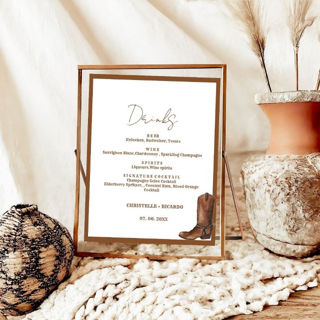 Boho Western wedding bar menu,drink wedding  Poster (Creator Uploaded)