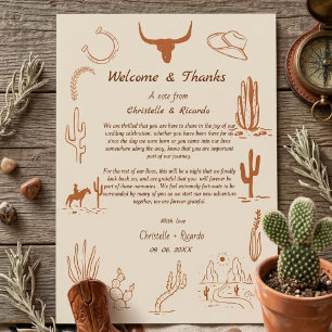 Boho Western Welcome & thank you Wedding note