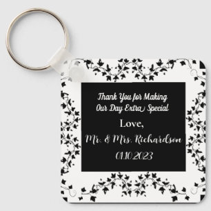 Boho Whimsical Botanical Wedding Favor Keychain