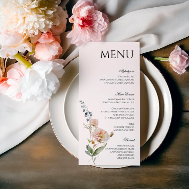 Boho Whimsical Floral Minimalist simple Menu (Creator Uploaded)