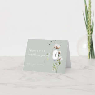 Boho Whimsical Floral Thank You Card Elegant