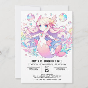 Boho Whimsical Mermaid Birthday Invitation