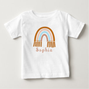 Boho Whimsical Rainbow with Personalised Name Baby T-Shirt