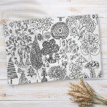 Boho Whimsical Trees Black and White Pattern Tea Towel<br><div class="desc">A boho whimsical black and white decorative trees patterned kitchen towel. Julie Nicholls©.</div>