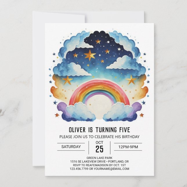  Boho Whimsy Clouds Birthday Invitation (Front)