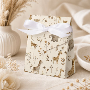 Boho White Beige Jungle Animals  Favour Box