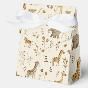 Boho White Beige Jungle Animals  Favour Box