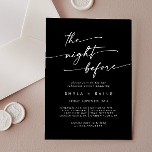 Boho White Black Night Before Rehearsal Dinner Acrylic Invitations