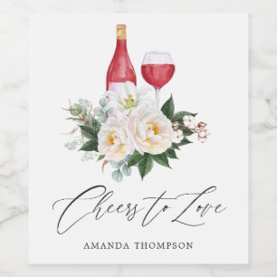 Boho White Floral Wine Tasting Bridal Shower Label