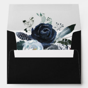 Boho White Navy Peony Pre-Printed Address 5x7 Envelope