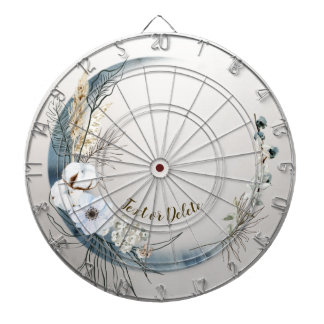 Boho White Orchid Flowers Blue Moon Elegant Dartboard