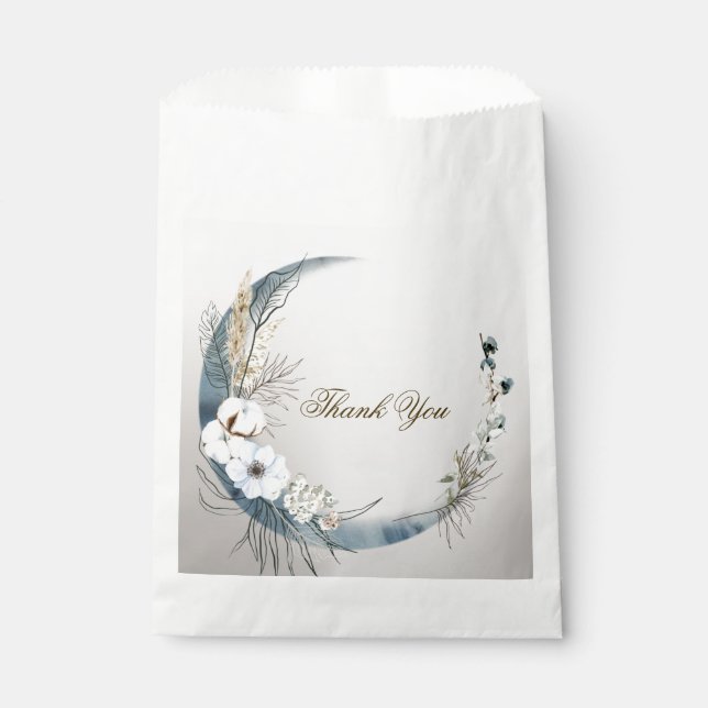 Boho White Orchid Flowers Blue Moon Elegant Party Favour Bags (Front)