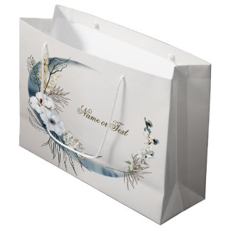 Boho White Orchid Flowers Blue Moon Elegant Party Large Gift Bag