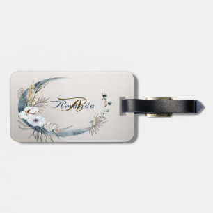 Boho White Orchid Flowers Blue Moon Elegant Party Luggage Tag