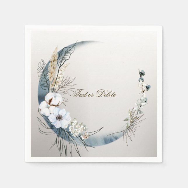 Boho White Orchid Flowers Blue Moon Elegant Party Napkin (Front)