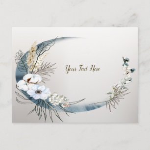 Boho White Orchid Flowers Blue Moon Elegant Party Postcard