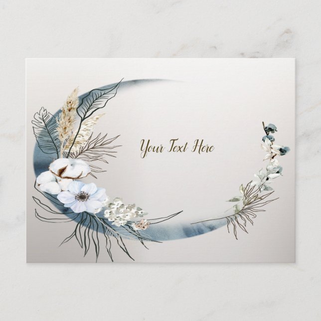 Boho White Orchid Flowers Blue Moon Elegant Party Postcard (Front)