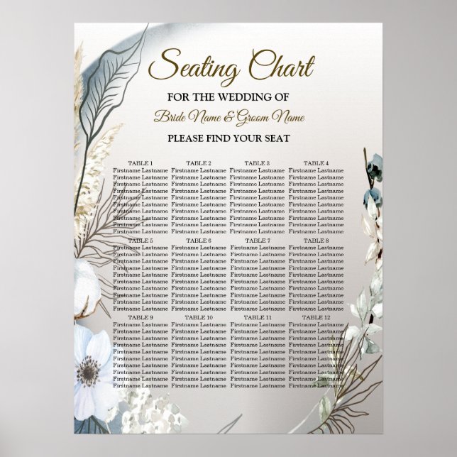 Boho White Orchid Flowers Blue Moon Elegant Party Poster (Front)