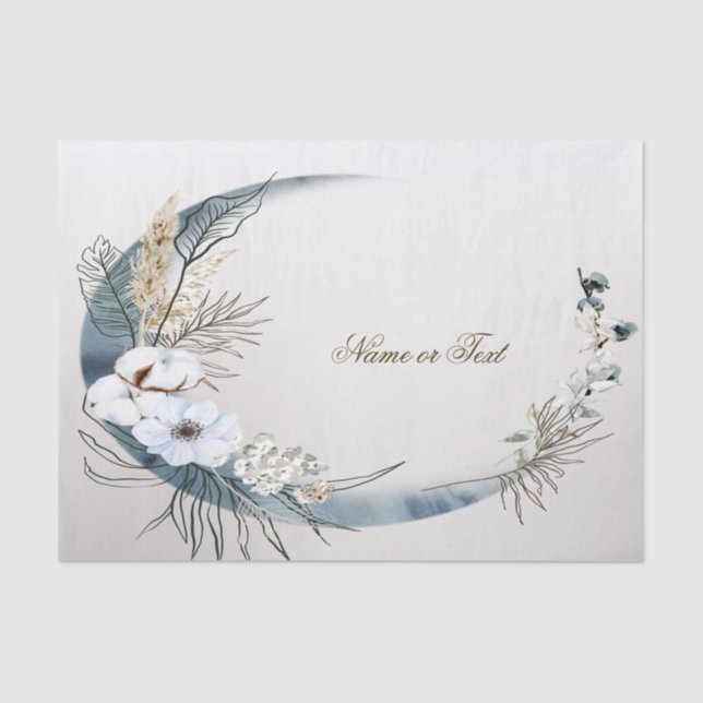 Boho White Orchid Flowers Blue Moon Elegant Party Tissue Paper (Front)