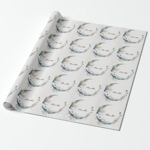Boho White Orchid Flowers Blue Moon Elegant Party Wrapping Paper
