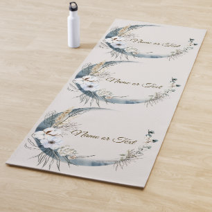 Boho White Orchid Flowers Blue Moon Elegant Yoga Mat