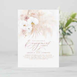 Boho White Orchids Pampas Grass Engagement Party Invitation