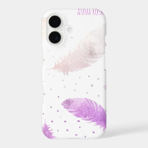 *~* Boho White Pastel Lavender Feather Polka Dots