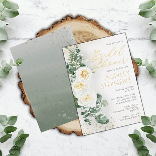 Boho White Rose Floral | Eucalyptus Bridal Shower  (Creator Uploaded)