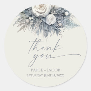 Boho White Rose Floral Flower Garden Wedding Classic Round Sticker