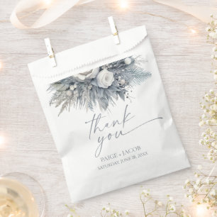 Boho White Rose Floral Flower Garden Wedding Favour Bags