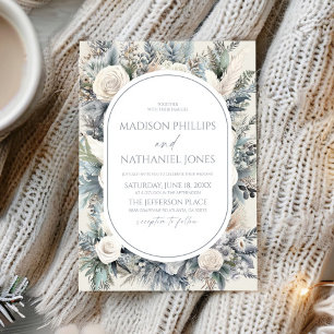 Boho White Rose Floral Flower Garden Wedding Invitation
