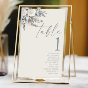 Boho White Rose Floral Flower Garden Wedding Table Number